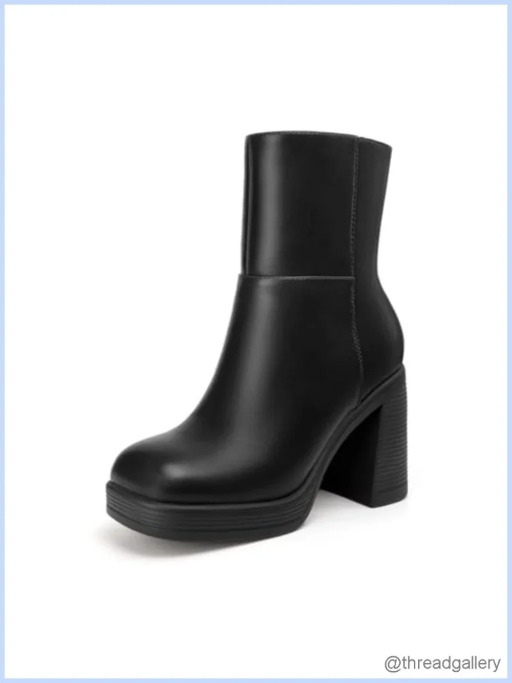 Women's Platform Ankle Boots Chunky Block Heel Square Toe Fashion Booties Side